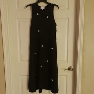 Chic Black Embellished Midi Dress